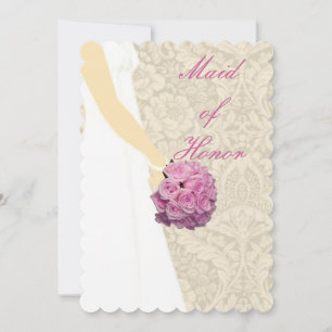 Tarjeta de Dama de Honor de Vestido de Novia Elega