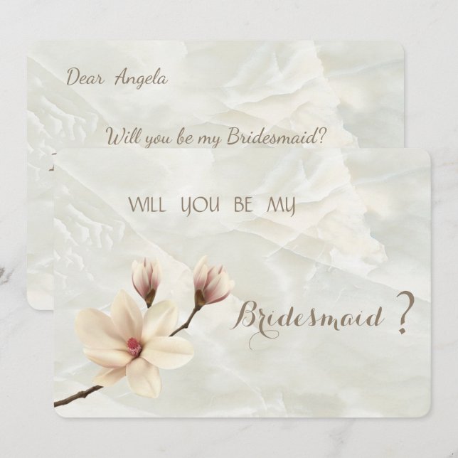 Tarjeta de dama de honor Elegant Chic Magnolia (Anverso / Reverso)