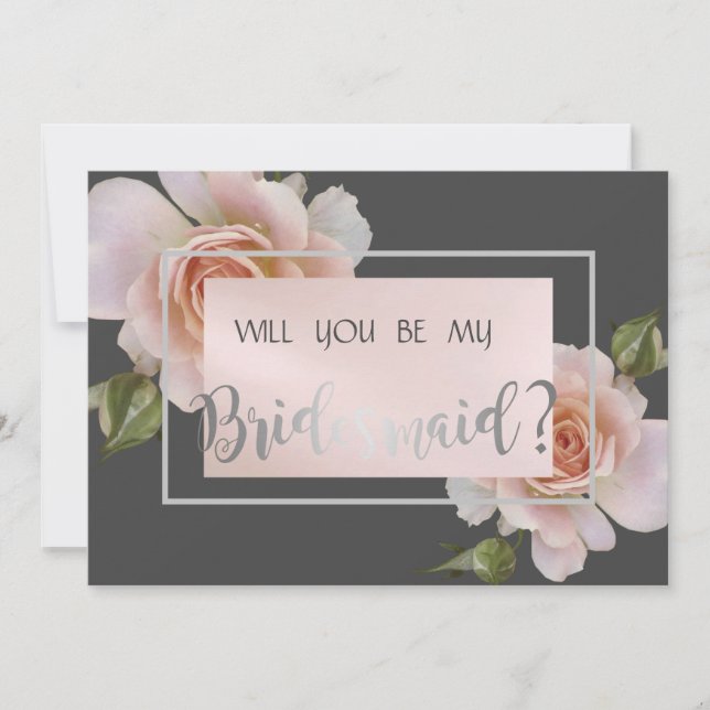 Tarjeta de dama de honor Elegant Chic Roses (Anverso)