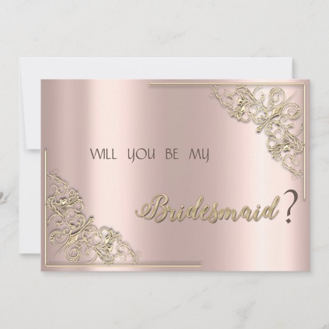 Tarjeta de dama de honor elegante y chic con marco (Anverso)