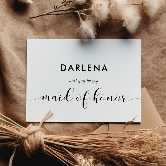 Tarjeta de dama de honor en blanco y negro ¿serás  (Subido por el creador)