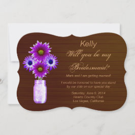 Tarjeta de Dama de Honor en Frasco de Mason Morado