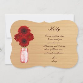 Tarjeta de Dama de Honor en Frasco de Mason Rojo R