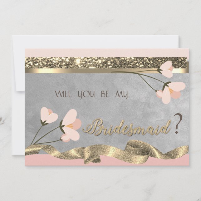 Tarjeta de Dama de Honor Floral Chic Elegante (Anverso)