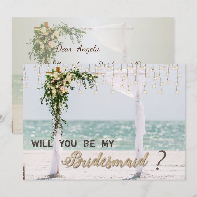 Tarjeta de dama de honor floral de arbor para boda (Anverso / Reverso)