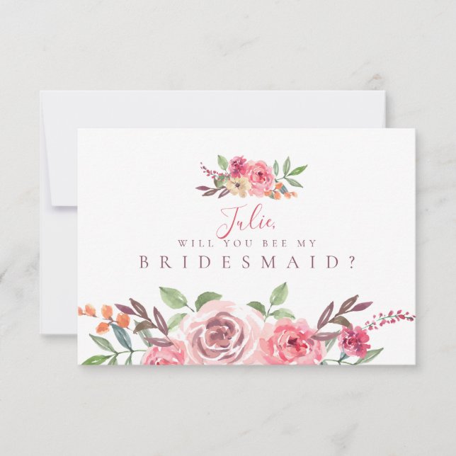 Tarjeta de dama de honor floral temática (Anverso)