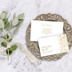 Tarjeta de dama de honor GILDED Blooms ¿Serás mi d