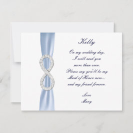 Tarjeta de Dama de Honor para Boda Blue Diamond In