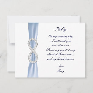Tarjeta de Dama de Honor para Boda Blue Diamond In