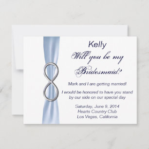 Tarjeta de Dama de Honor para Boda Blue Infinity