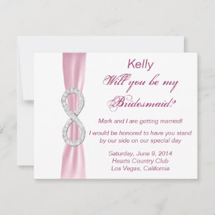 Tarjeta de dama de honor para boda de diamante ros