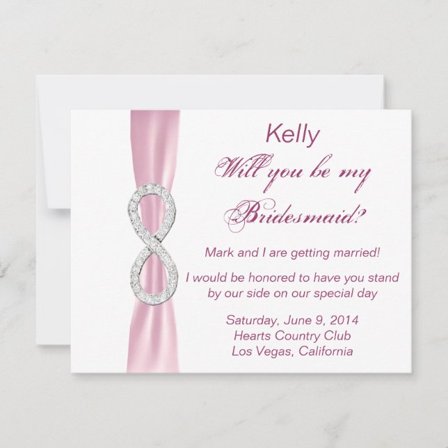 Tarjeta de dama de honor para boda de diamante ros (Anverso)