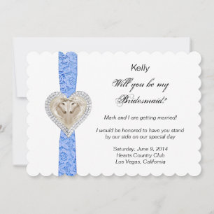 Tarjeta de dama de honor para Boda de encaje azul 