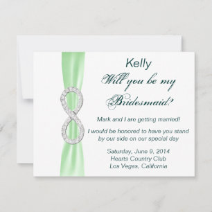 Tarjeta de dama de honor para boda Diamante Verde 