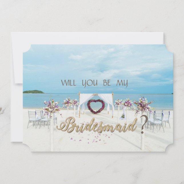 Tarjeta de dama de honor para boda en la playa, Ar (Anverso)