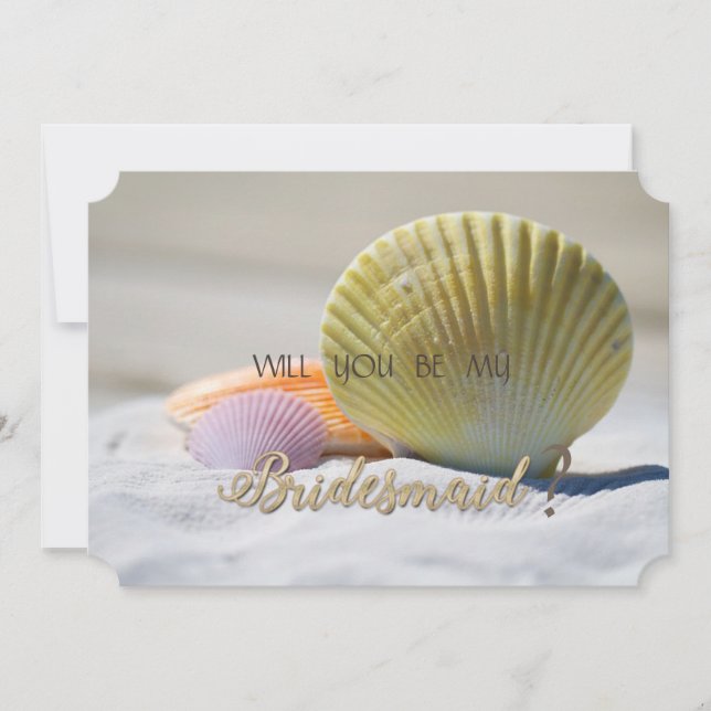 Tarjeta de dama de honor para boda en la playa, co (Anverso)