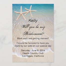 Tarjeta de dama de honor para boda en la playa Sta