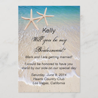 Tarjeta de dama de honor para boda en la playa Sta