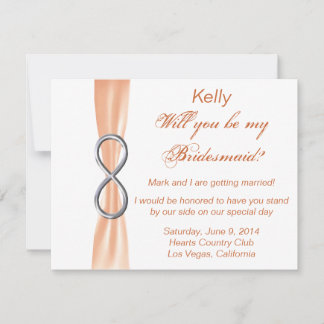 Tarjeta de Dama de Honor para Boda Infinita Naranj