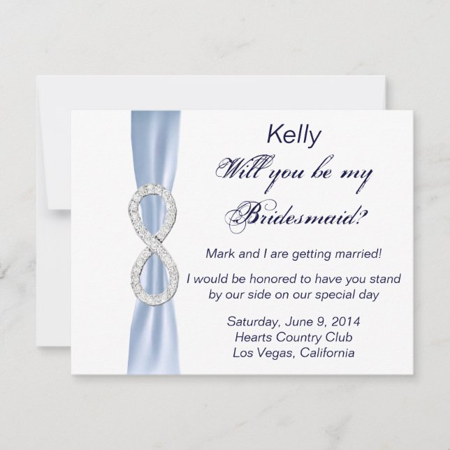 Tarjeta de dama de honor para boda Infinity Blue D (Anverso)