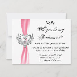 Tarjeta de dama de honor para cisnes plateados ros