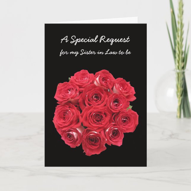 Tarjeta de dama de honor para cuñada -- Rosas (Anverso)