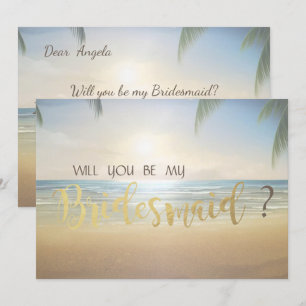 Tarjeta de dama de honor para puesta de sol en pla
