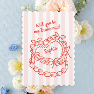 Tarjeta de dama de honor para tortas caprichosas