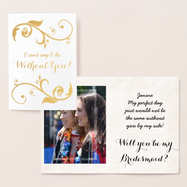 Tarjeta de dama de honor personalizada para Reliev (Demostración)