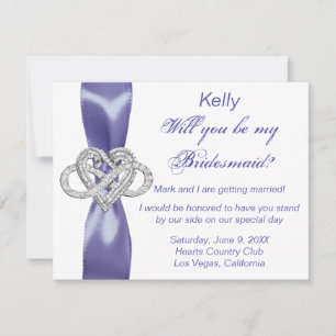 Tarjeta de dama de honor Purple Blue Infinity Hear