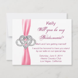 Tarjeta de dama de honor rosa infinity Heart Bride