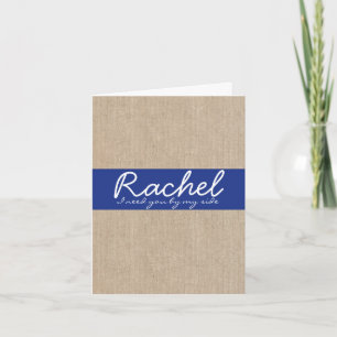 Tarjeta de dama de honor Shabby Chic Navy Blue Bur