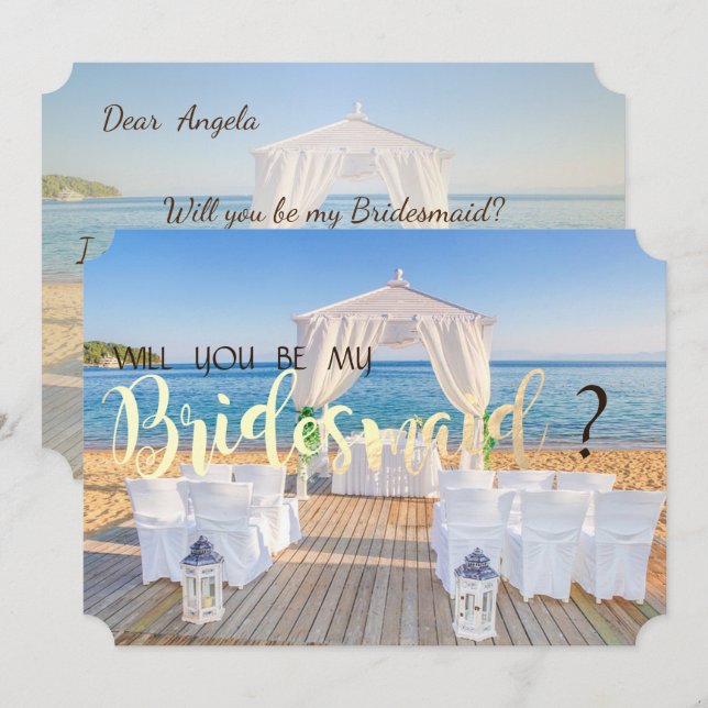 Tarjeta de dama de honor Tropical Beach Wedding Ar (Anverso / Reverso)