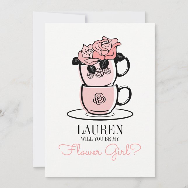 Tarjeta de Dama de Honor y Florista de Té (Anverso)