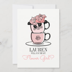 Tarjeta de Dama de Honor y Florista de Té