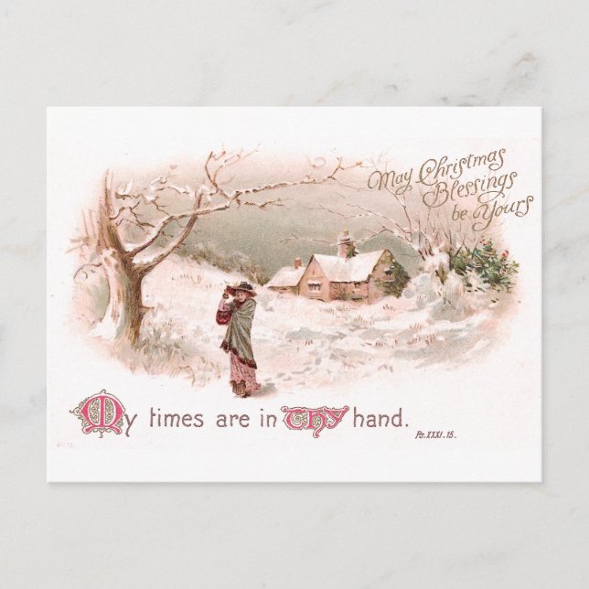 Tarjeta de dama de nieve en Navidades religiosos (Anverso)