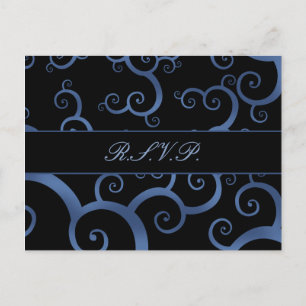 tarjeta de damasco azul Wedding rsvp