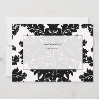 Tarjeta de damasco negro en blanco de personalizab