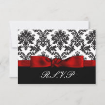 tarjeta de damasco rojo rsvp estándar 3.5 x 5
