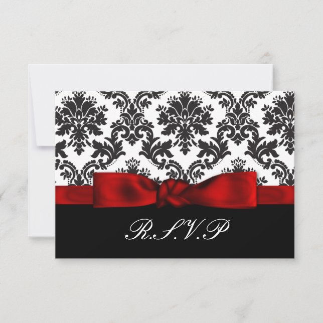 tarjeta de damasco rojo rsvp estándar 3.5 x 5 (Anverso)
