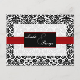 tarjeta de damasco rojo Wedding rsvp