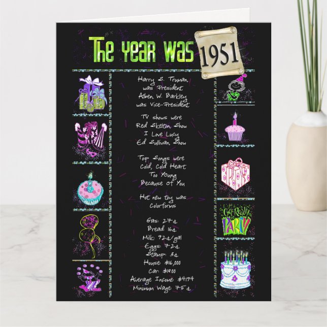 Tarjeta de datos de cumpleaños 1951 (Anverso)