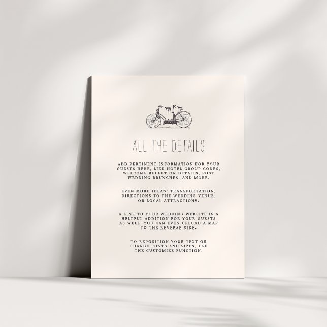 Tarjeta de datos de invitado de Boda de bicicleta  (Subido por el creador)