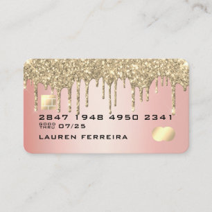 Tarjeta de débito Faux Purpurina Pink Gold de lujo