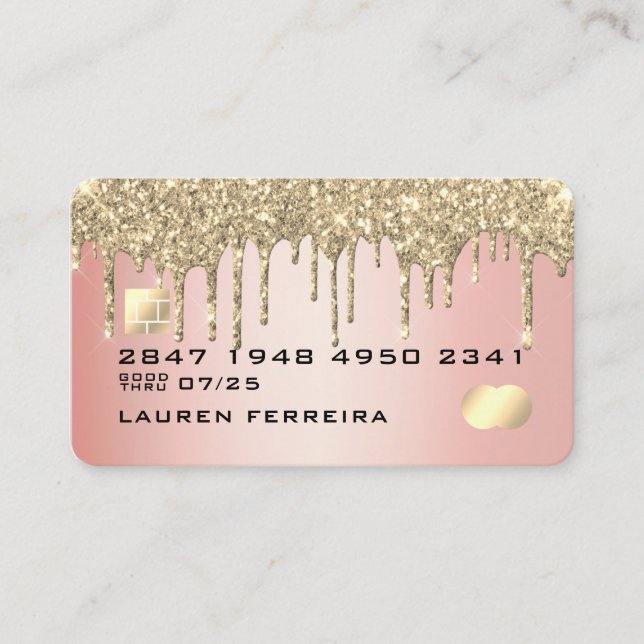 Tarjeta de débito Faux Purpurina Pink Gold de lujo (Anverso)