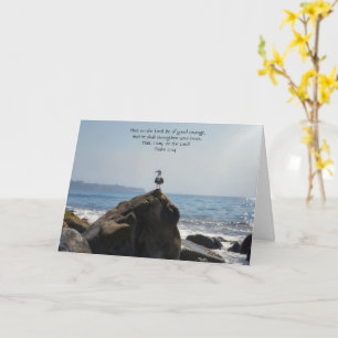 Tarjeta de decisiones de paz de aves junto al mar
