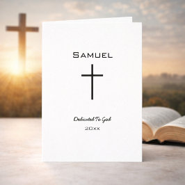 Tarjeta de dedicación de bebé minimalista Cruz neg