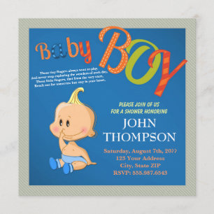 Tarjeta de dedo divertida Baby Shower Baby BOY Blu