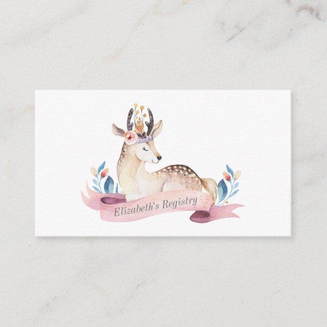 Tarjeta de deer Woodland del Registro de Baby Show (Anverso)