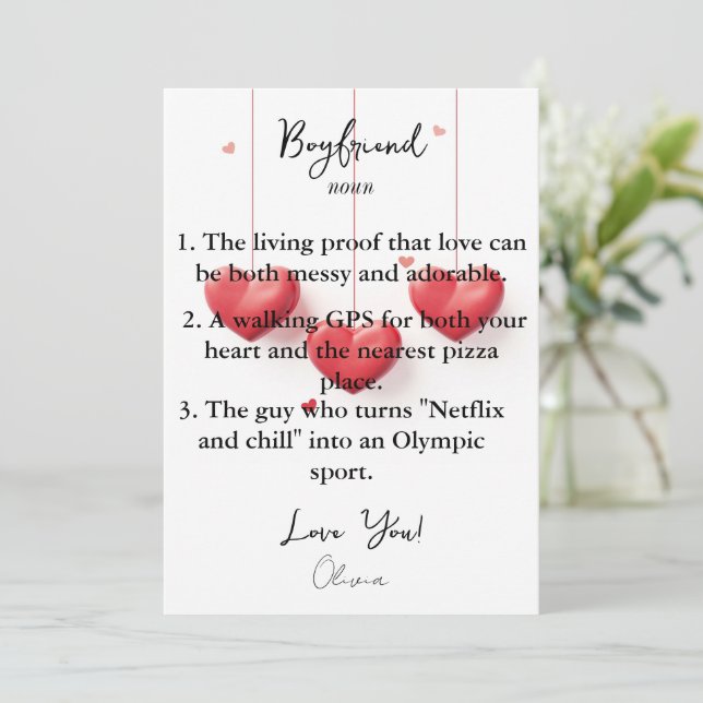 Tarjeta de definición divertida Boyfriend (Anverso de pie)